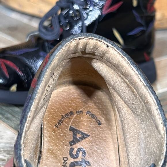 Aster Black Patent Leather Floral Flowers Multicolor Lace-Up Boots Youth EU 29 - Picture 11 of 13